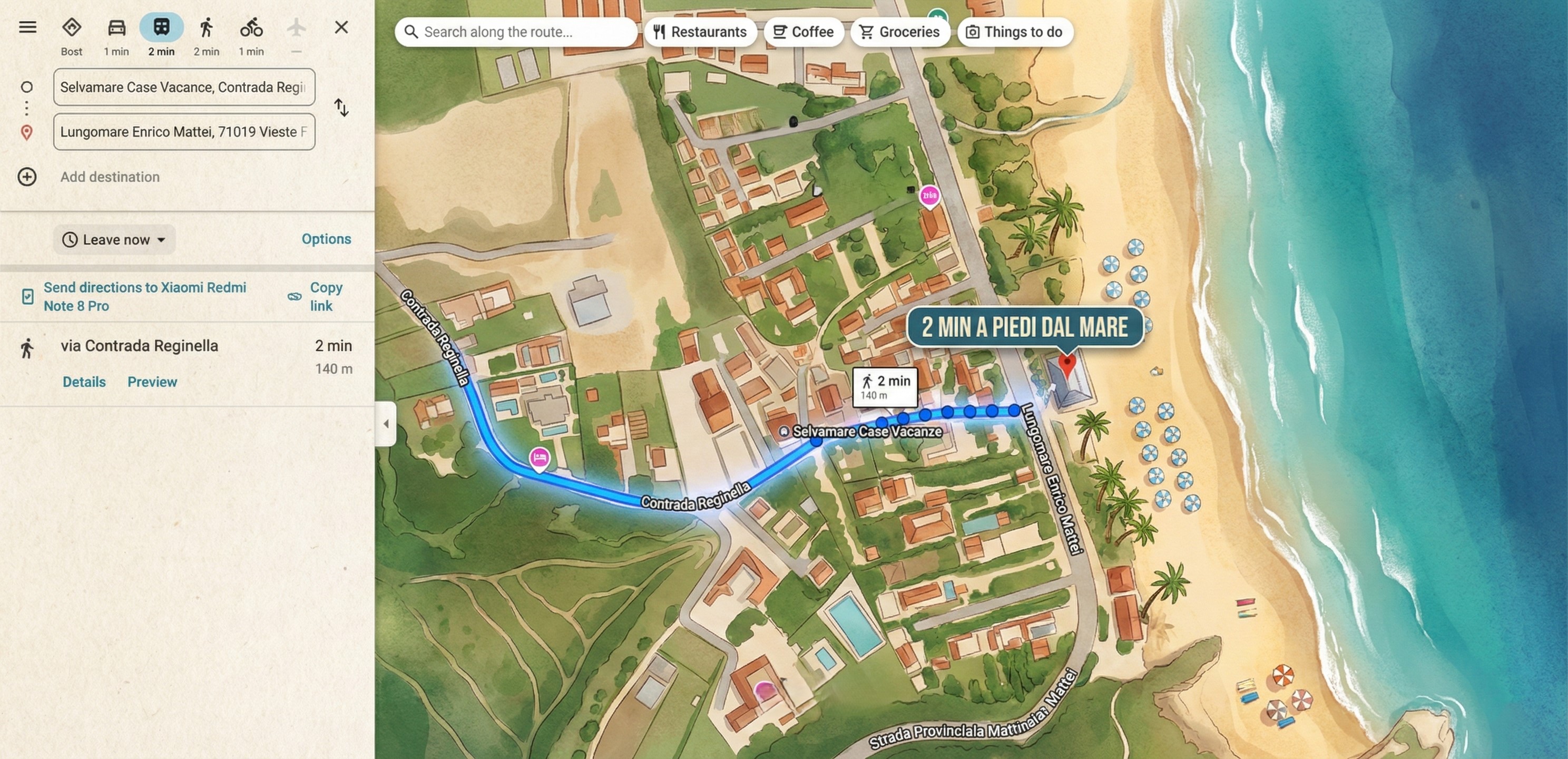 Posizione di Selvamare Case Vacanze a Vieste, a pochi metri dal mare e dalla spiaggia del Pizzomunno